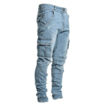 Mitme taskuga meeste teksap&uuml;ksid, &uuml;hev&auml;rvilised, denim, keskmise v&ouml;&ouml;kohaga, venivad, kitsad teksap&uuml;ksid L must