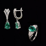925 sterlingh&otilde;bedast r&otilde;ngassulgk&otilde;rvar&otilde;ngad Loodud smaragd nano pirn 7*10mm Luksuslikud ehted naiste s&uuml;nnip&auml;eva ja peo kingitusteks US RING SIZE:6# roheline