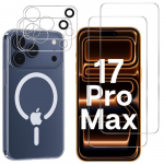 Coque pour iPhone 17 PRO MAX et 2 Verres Tremp&eacute; &eacute;cran et 2 Protections Cam&eacute;ra - Cercle magn&eacute;tique int&eacute;gr&eacute; Phonillico&reg;