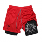 Muay Thai Kickboxing MMA l&uuml;hikesed p&uuml;ksid Risti-kristlik kamuflaaž Jumal Mehed Naised Unisex Kahekihilised Kiiresti kuivavad Hingavad Spordi J&otilde;usaali Fitnessi Treening M