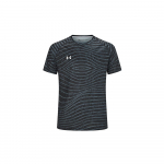 Under Armour triibuline hingav tr&uuml;kitud &uuml;mmarguse kaelusega l&uuml;hikeste varrukatega raglaan-t-s&auml;rk unisex topp must 24500510-001 S