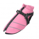 Koerte talvejope lukuga, polsterdatud, veekindel jakk, traksid, paksendatud, tuulekindel lumejope v&auml;ikestele, keskmistele, suurtele koertele L roosa