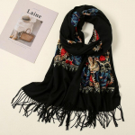 Tikitud Ka&scaron;miirist Sallid Naistele Talvine Tippert Lilleline Pashmina Naistele Talvine Soe Sall Tuttidega Vintage Sallid Daamidele