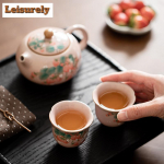 Antiikroosa Ru ahju teetass Maasika J&auml;nes 1 Pott 2 Tassi Hiina Tee valmistamine Xishi Teekann Teekann ja Teetassi Komplekt Kung Fu Tee komplekt