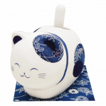 Chirimen Siid Jaapani Kass P&auml;ikeseenergial t&ouml;&ouml;tav Maneki Neko Indigo Versioon Kuju M valge