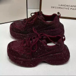 Uued paksude tallaga k&otilde;rgust lisavad vabaajajalatsid Pariisi ehtsast nahast strassidega hingavad isa kingad 35 punane