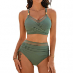 2 tk/komplekt Naiste suvine bikiinikomplekt V-kaelusega paeltega rinnahoidja k&otilde;rge v&ouml;&ouml;kohaga k&uuml;ljesahtidega ujumisp&uuml;ksid komplekt basseinipuhkuse riided M