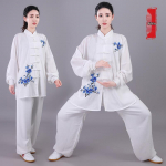Naiste tikitud Tai Chi &uuml;likond - Kevad/S&uuml;gis Voolav lina-puuvill, Pikkade varrukatega Kung Fu esinemiseks, Hiina stiilis XS