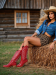 Retro Naiste L&auml;&auml;ne Saapad Tikand Paks Konts Keskmise S&auml;&auml;rega Cowgirl Cowboy Kingad Moodsad Naiste Ratsutamis Saapad 35