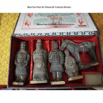Viieosaline Qin-i Terracotta S&otilde;dalase ja Hobuse Figuuride Komplekt - Musta Savi Suveniirid Xi'anist