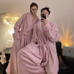 T&auml;piline talvine korallfliisist hommikumantel naistele ja meestele - paksendatud eriti pikk flanellist pidžaama 3XL (200-250cm) gray