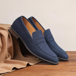 Moodsad meeste klassikalised retro penny-loafersid mokassiinid veisenahast seemisnahast Moodsad meeste nahast vabaajajalatsid Meeste v&auml;litingimustesse s&otilde;itmiseks libisevad madalad kingad 38 sinine