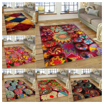 Etioopia v&auml;rviline lilleline mandala piirkonnamatt paksenenud libisemisvastane p&otilde;randamatt masinpestav kodu kaunistus elutuppa magamistuppa 80x120cm