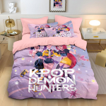 K pop Huntrix Mira Zoey Rumi Voodipesu Komplekt Deemonik&uuml;tid Prindiga Pol&uuml;ester Tekikott Laste T&uuml;drukute Kingitus Kodu Kaunistamiseks EU Twin(135x200cm)