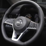 Black Artificial leather Car Steering Wheel Cover For Nissan Leaf 2018 Rogue (Sport) 2017- X-Trail 2017- Qashqai 2018 White Thread