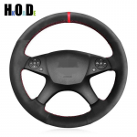Mercedes-Benz W204 C-klassi 2007-2010 C300 C230 C280 C180 C260 C200 jaoks Must K&auml;sitsi &otilde;mmeldud seemisnahast autojuhtimiskangi kate Black Thread