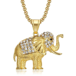 Hip Hop Iced Out Elevandi Ripats Naiste Kuldne V&auml;rv Roostevabast Terasest Tsirkooniumoksiid Loomade Kaelakee Naistele Meestele Luksuslik Ehtekink 50cm beige