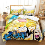Seitse Surmapattu Anime Meliodas Voodipesukomplekt 3D tr&uuml;kiga Sobib magamistuppa Tekikoti komplekt Padjap&uuml;&uuml;ridega Laste Kodu tekstiil EU Single 135x200cm