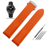 20mm 22mm Kaardus Otsaga Kummist Silikoonist Kellarihmad Omega Seamaster 300 Speedmasteri Rihma Br&auml;ndikellarihmad Sinine Must Oranž 22mm orange
