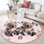 Roosa koala mustriga &uuml;mmargune vaip, Vaip elutuppa, magamistuppa, m&auml;ngutuppa, libisemiskindel p&otilde;randamatt, P&uuml;hadekingitused ja s&uuml;nnip&auml;evakingitused. 120cmx120cm gray