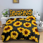 3D P&auml;evalill Voodipesu Komplekt Luksuslik 2/3tk Lilleline Tr&uuml;kiga Tekikoti Komplekt &Uuml;he Twin Queen King Suuruses Voodipesu Padjap&uuml;&uuml;ridega AU Double(180*210cm)3pcs