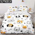 Shiba Inu Koeravoodi Komplekt Loomad Koerad Tekikate Topelt Kuninglik &Uuml;hene Kahene Voodikomplektid Lastele Poistele Sisustus Kodu Kohandatud Tekikate EU Single(135*200cm)3pcs