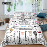 Kodu elamine Luksuslik 3D muusikakomplekt Voodipesukomplekt T&uuml;drukute tekikate komplekt Padjap&uuml;&uuml;rid Laste voodipesu komplekt Queen ja King EL/USA/AU/UK suurus EU Single(135*200cm)3pcs gray