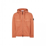 Stone Island SS24 Supima puuvillane twill veniv vabaaja &uuml;hev&auml;rviline lukuga kapuutsiga pikkade varrukatega jakk Meeste jakid Oranž 801542610-V0013 M