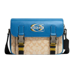 Coach Track 27 Klassikaline V&auml;rviplokk Prinditud Nahast &Otilde;la Crossbody Kott Meeste kotid Sinine Hall CH118-QBVFG Basic Set (Bag+Dust Bag)