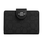Coach Corner Zip 13 Logo Klappkinnitusega Jacquard Nahast Rahakott Naiste rahakott Must CU402-SBKBK Black