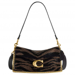 Coach Tabby 26 Metallik Logo P&auml;rlitega Eksotiline Tiigrimuster Crossbody Nahast &Otilde;lakott Keskmine Naiste &otilde;lakott CCW89-B4BK Basic Set (Bag+Dust Bag)