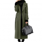 Naiste mantel Kaherealine lahtik&auml;iv krae kardigan S&auml;&auml;re keskosa pikkusega pikkade varrukatega jakk taskutega Slim Fit OL Pendel- ja pidulik mantel S armee roheline v&auml;rv