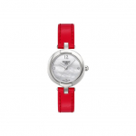 Tissot Pastel Series Kvartsmehhanismiga 30m Veekindel Kell 28mm H&otilde;bedane sihverplaadi Roostevabast terasest korpus Nahast rihm Naiste kellad T084.210.16.116.00 Regular Watch Box,White Dial Red Belt