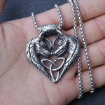 Titaanterasest Viikingi Topelt Hunditootemiga Ripatsiga Kaelakee, Punk Hip-hopi Stiilis Meestele 50CM(Necklace Size)