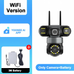 AIOOK V380 Pro 8MP 4K WIFI-kaamera kahe objektiiviga v&auml;listingimustes traadita IP-kaamera infrapuna-&ouml;ise n&auml;gemisega tehisintellekti inimese j&auml;lgimise CCTV-kaamera Camera+Battery