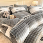 Talvine mullipiimafliisist voodipesukomplekt 4 tk Soe paksenenud tekikott 240x220 Kuninglik/Kuninganna suurus Voodipesu Flat Sheet&1.5 m Bed 200x230 cm gray