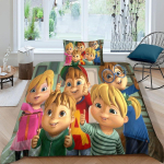 Peen 3D multifilmikujundusega Alvin ja k&auml;bikud Voodipesukomplekt Tekikott Tekk Voodi Noortele Lastele T&uuml;drukutele Poistele Kingitus 135x200cm