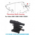 AG9G-8K556-BB 31316348 31422105 Mootori adapteri termostaadi korpuse pistik VOLVO S60 V60 S80 XC60 2010-2017 jaoks AG9G8K556BB