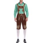 Meeste traditsiooniline Baieri riietus Lederhoseni komplekt tikitud trakside ja ruudulise s&auml;rgiga, sobib Oktoberfestile ja kost&uuml;&uuml;mipidudele S must