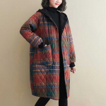 Talvised naister&otilde;ivad Kapuutsiga polsterdatud jope Parka Fashion Plaid Keskmise pikkusega manteljakk Hoia soojas vaba vaba aeg 2XL