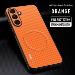 EUCAGR Samsung Galaxy S26 FE/S26 Ultra jaoks Luksuslik PU Nahast Magnetilise Hoidikuga Telefoni&uuml;mbris Samsung Galaxy S26 Plus jaoks Tagakaas Galaxy S26 oranž
