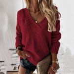 Vintage lahtise V-kaelusega naiste kampsun pikkade varrukatega &uuml;lem&otilde;&otilde;duline kootud pullover s&uuml;gis-talv elegantne Harajuku džemper kudumid XS