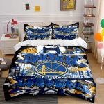 Golden State Warriors Voodipesu Voodipesu Tekikott Komplekt Tekikott Padjap&uuml;&uuml;rid Kodu Dekoor (1 * Tekikott 2 * Padjap&uuml;&uuml;ri, ilma tekita) 135x200cm