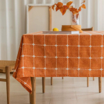 Ruudulise Tikandiga &Auml;&auml;ristatud Laudlinad, Talumaja Stiilis Raskekaaluline Laudlina, Boho Ruuduline Veekindel Ristk&uuml;likukujuline Lauakate 140x140cm