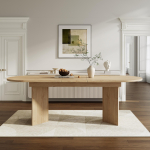 Pikendatav s&ouml;&ouml;gilaud 140/180 * 90 cm, Sobib 6&ndash;8 inimesele, S&ouml;&ouml;gilaud &uuml;marate nurkadega, Paksenenud lauaplaat, Lihtne stiil, Tammepuidu v&auml;rvi 180 x 90 x 75 cm