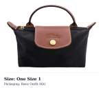 LONGCHAMP Le Pliage 17 L&uuml;hikese K&auml;epidemega Naiste Minikott Taaskasutatud L&otilde;uend Must 34175089001 One Size 1 black