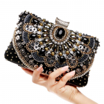 Beaded Clutch rahakott &Otilde;htu kotid Pulmapeo k&auml;ekott Metallist kett &otilde;lakotid must