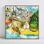 5D DIY Teemantmaaling Loomade T&auml;is&uuml;mmargune kassi teemanttikandid Teemant 30x30