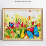 5D DIY teemantmaal, t&auml;is &uuml;mmargune lille- ja liblikakivist pilt tikand Teemant 20X30