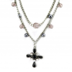 Les Tr&eacute;sors De Lily [E4363] - Collier 'Croix Carmen' Noir must